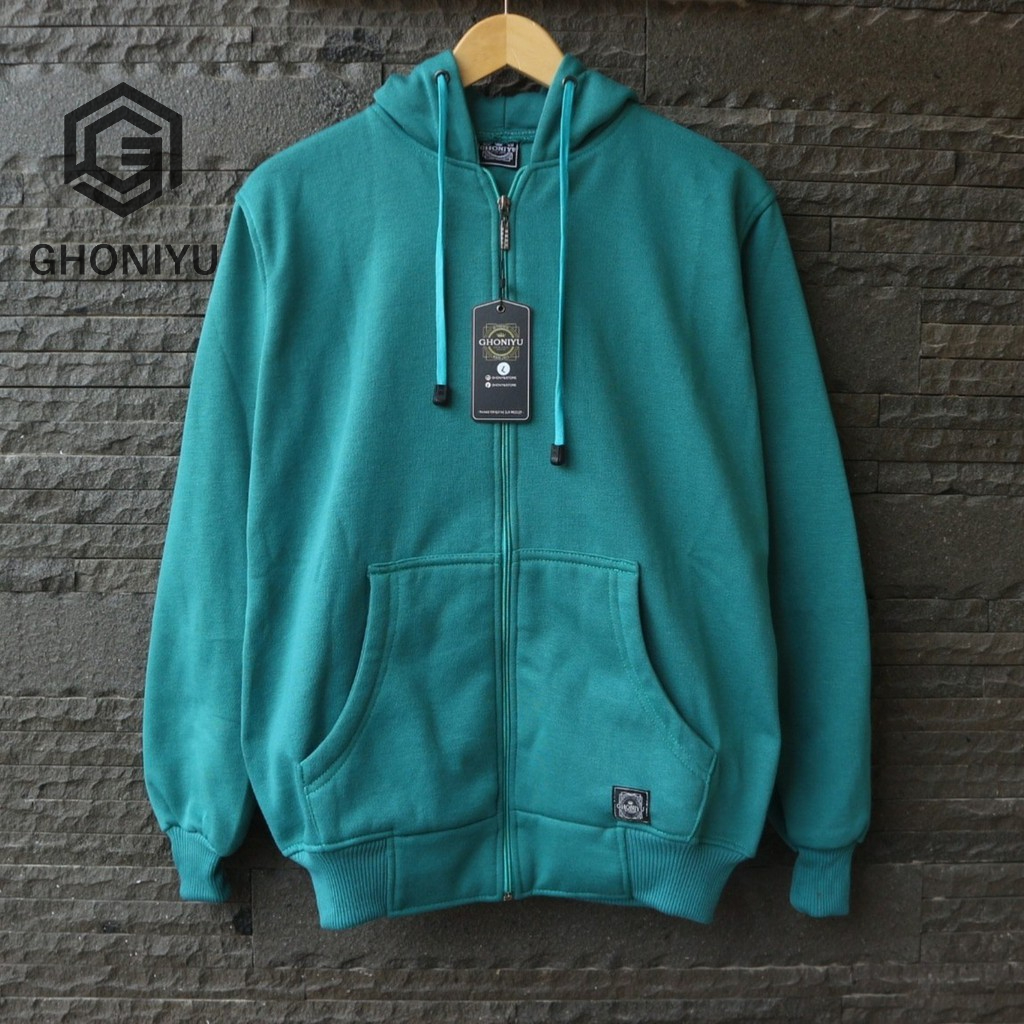 SSGD-08 Jaket Sweater Premium Original Ghoniyu Unisex Zipper Hoodie Pria Wanita Polos Putih
