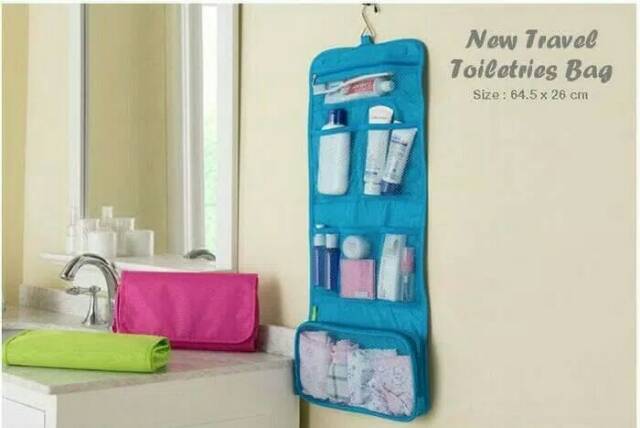 NEW TRAVEL TOILETRIES BAG ORGANIZER - HANGING TOILETRIES BAG / TAS KOSMETIK PERLATAN MANDI