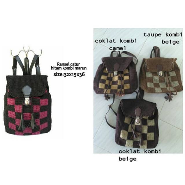 Tas rajut premium ransel catur