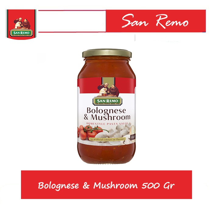 

San Remo Pasta Sauce Bolognese And Mushroom 500 Gr / Saus Pasta Bolognese Mushroom