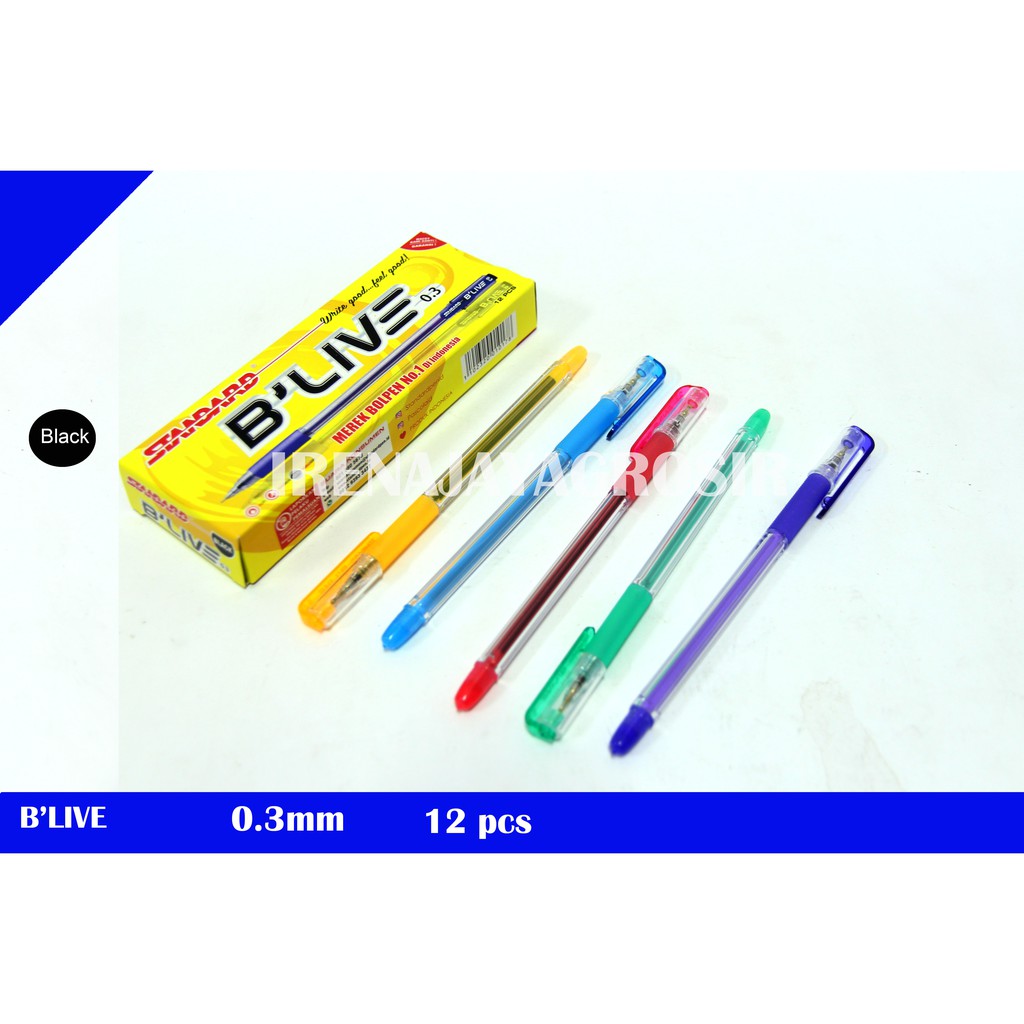 IRENAJAYAGROSIR - STANDARD PULPEN BOLPEN B LIVE PENA BLIVE HITAM 0,3 GROSIR MURAH