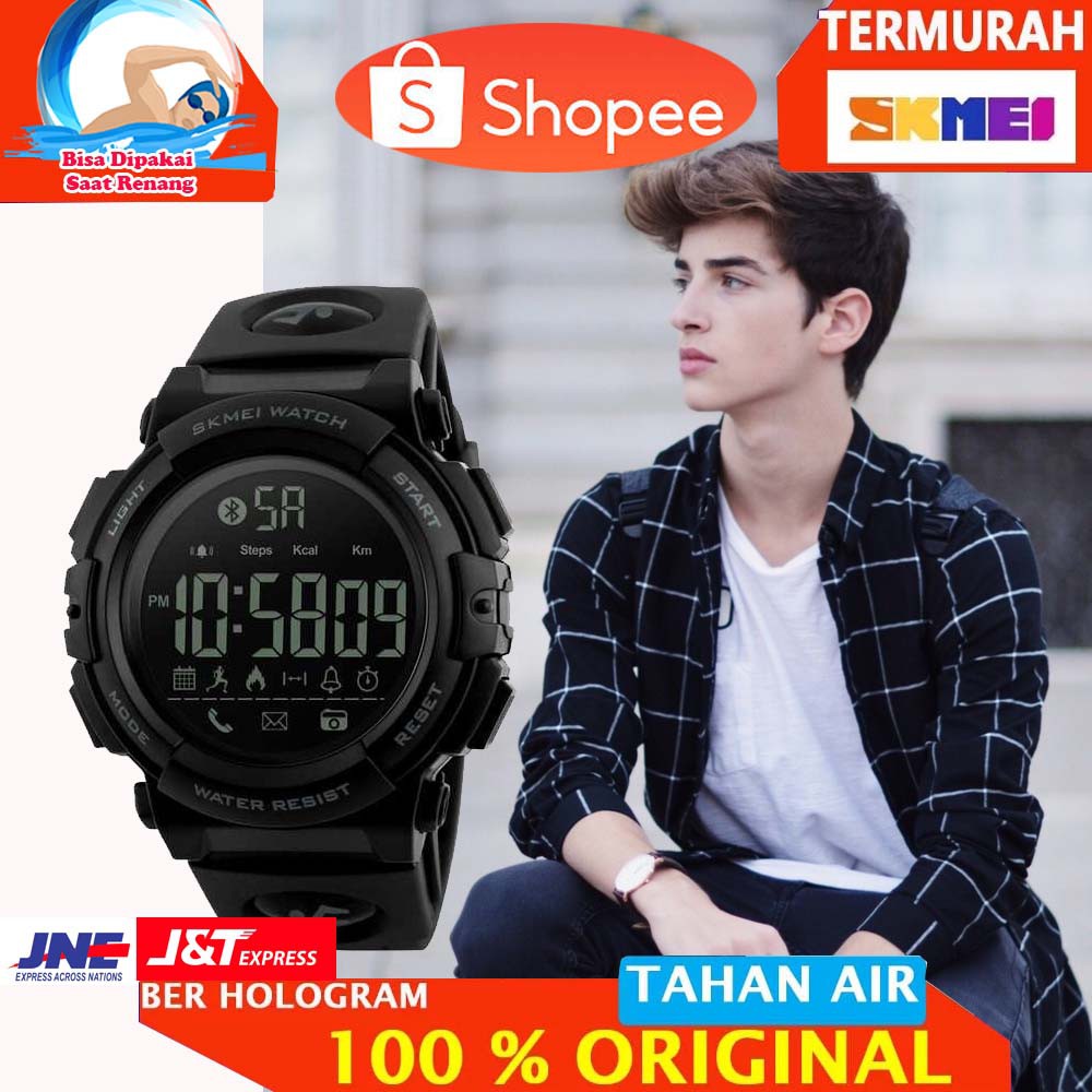 SKMEI Jam Tangan Olahraga Smartwatch Bluetooth - 1303 [Hitam Hitam]