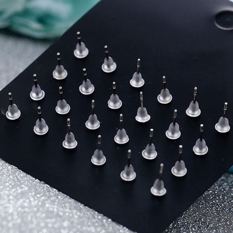 12 Pasang / Set Anting Tusuk Kristal Zircon Stainless Steel untuk Wanita