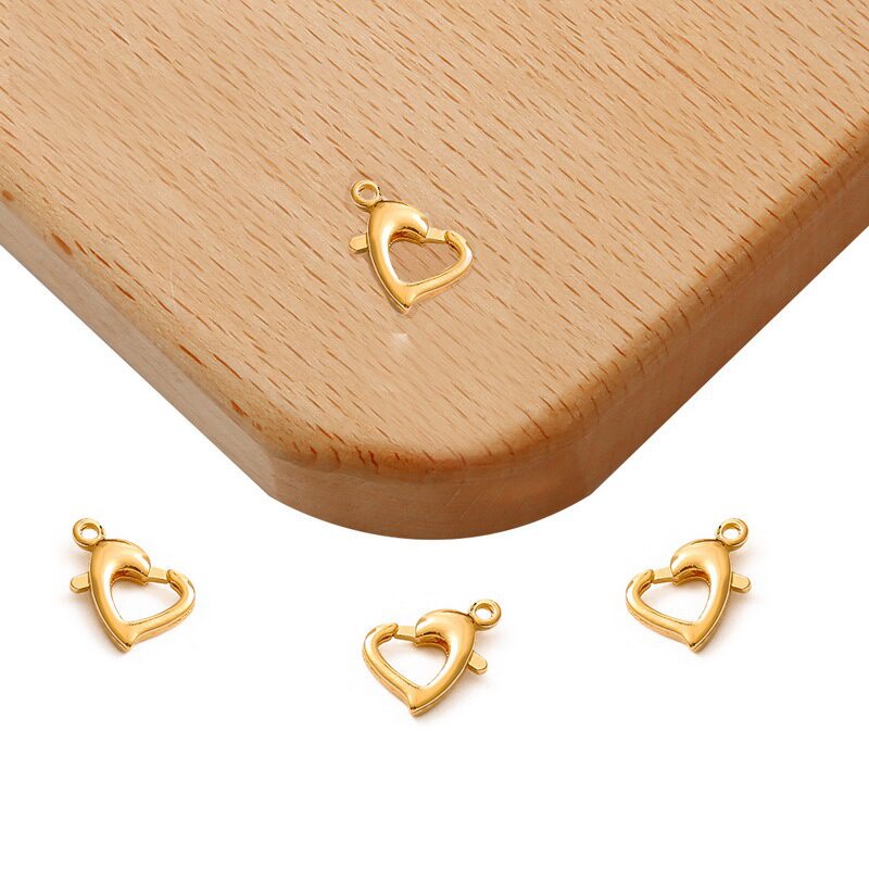9x13mm18K Gold Plated Heart Shape Lobster Clasp Copper Hooks For DIY Jewelry Making Necklace Bracelet Findings Accessory