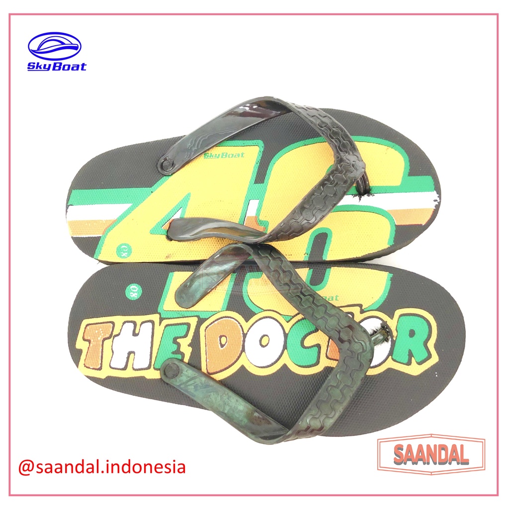 Sandal Jepit Hitam Skyboat MotoGP Valentino Rossi The Doctor Anak Laki Laki Perempuan