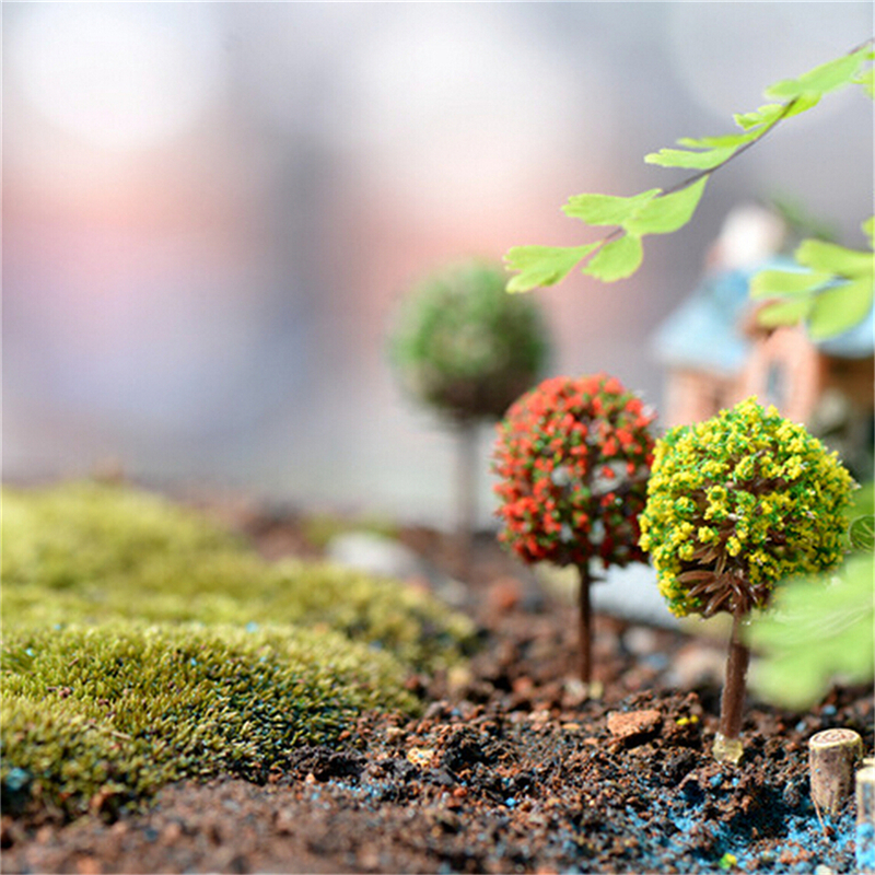 5pcs/lot Simulation Tree Flower Colorful Ball Tree Micro Landscape Ornaments