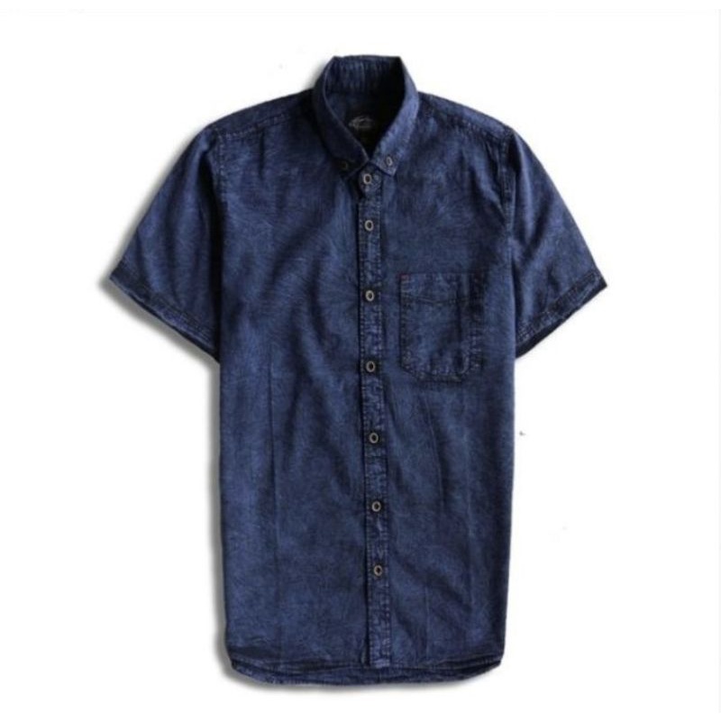 Kemeja Pria Lengan Pendek Denim