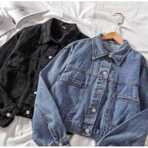 1KG MUAT 3PCS | ORIN CROP JAKET JEANS DENIM WANITA FASHION WANITA RIDING HITS OOTD SELEBGRAM TERKINI