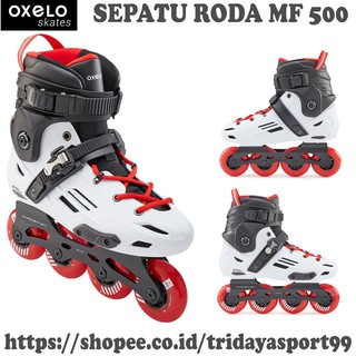 Oxelo Adult Inline Skates Mf500 White Red K4 Shopee Indonesia