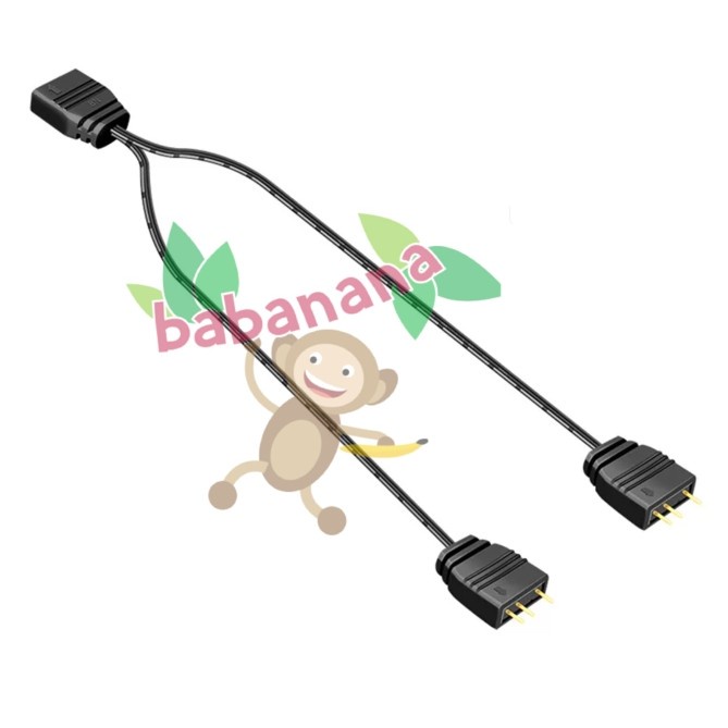 Coolmoon 5v 3 pin argb 1 to 2 splitter kabel cabang led kipas fan pc