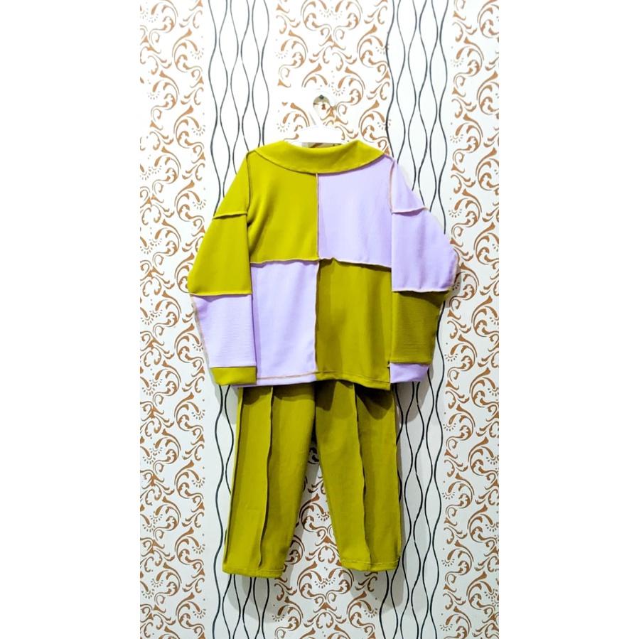 Stelan Kerah  Anak - Stelan Anak Perempuan - Set Gamis Kerah - Baju Muslim - 1-12 tahun