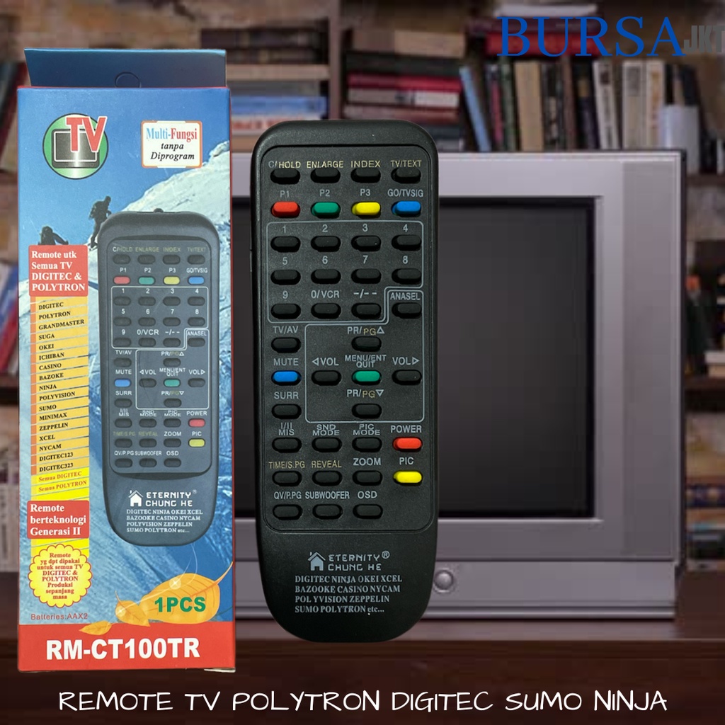 REMOTE TV TABUNG POLYTRON MINIMAX DIGITEC NINJA HITAM DUS DAN TANPA DUS