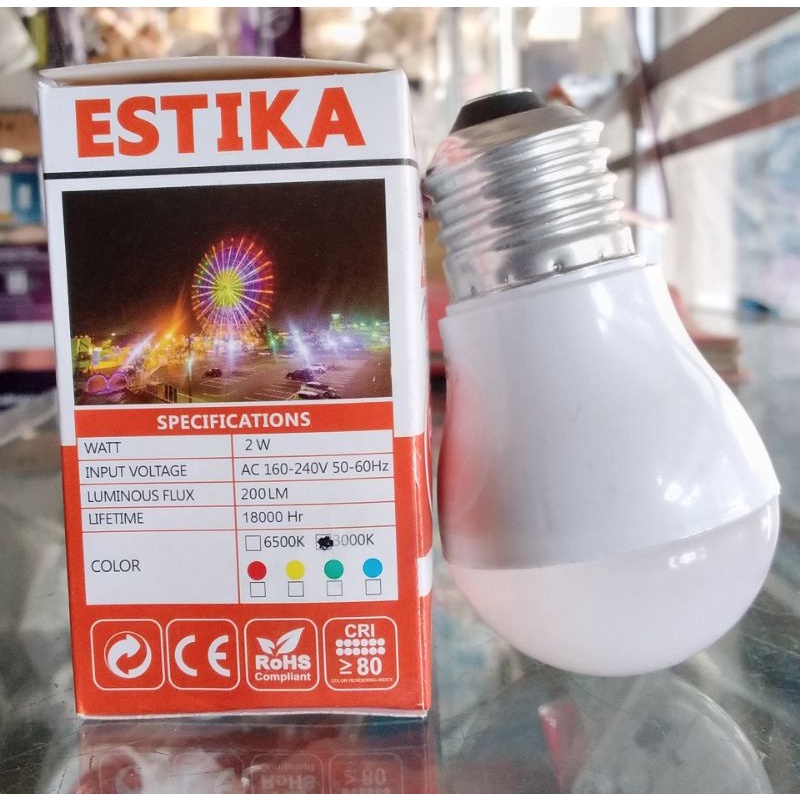 ESTIKA Lampu LED Warna 2 Watt - Lampu Hias/Lampu Tidur