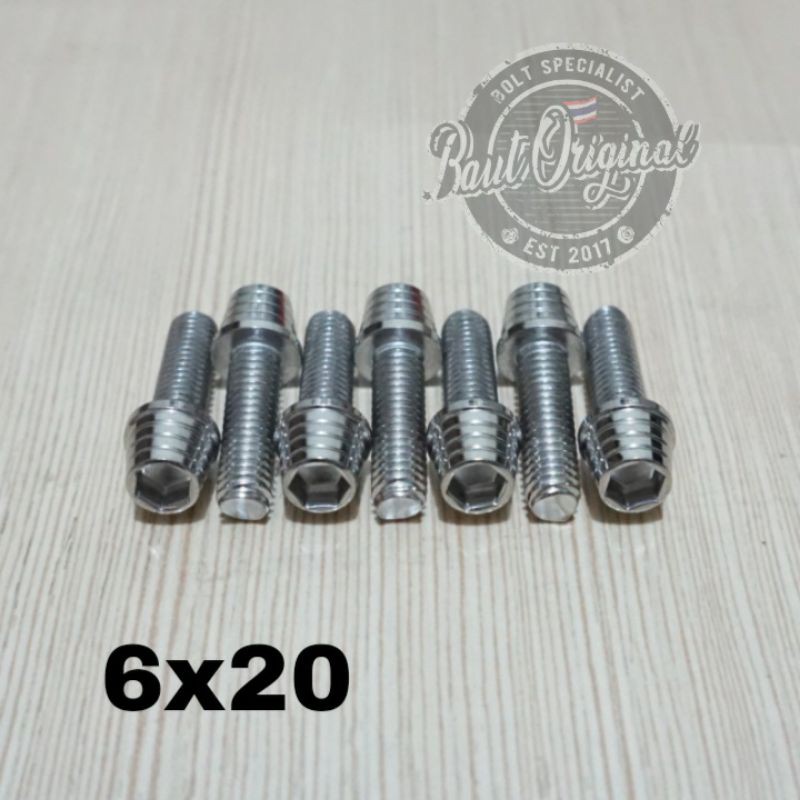 Baut probolt kerucut silver 6x20 drat 10 panjang 2cm heng thailand harga satuan