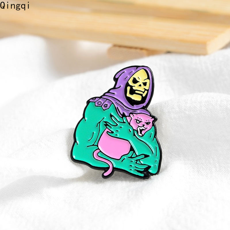 Sk Bros Pin Enamel Desain Tengkorak Kucing Ungu Gaya Gothic Untuk Aksesoris Wanitahadiah