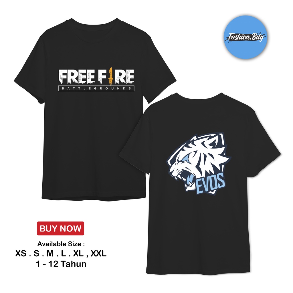 Kaos Baju Anak Free Fire Team Evos E Sport Kaos Game - Fashion Bdg