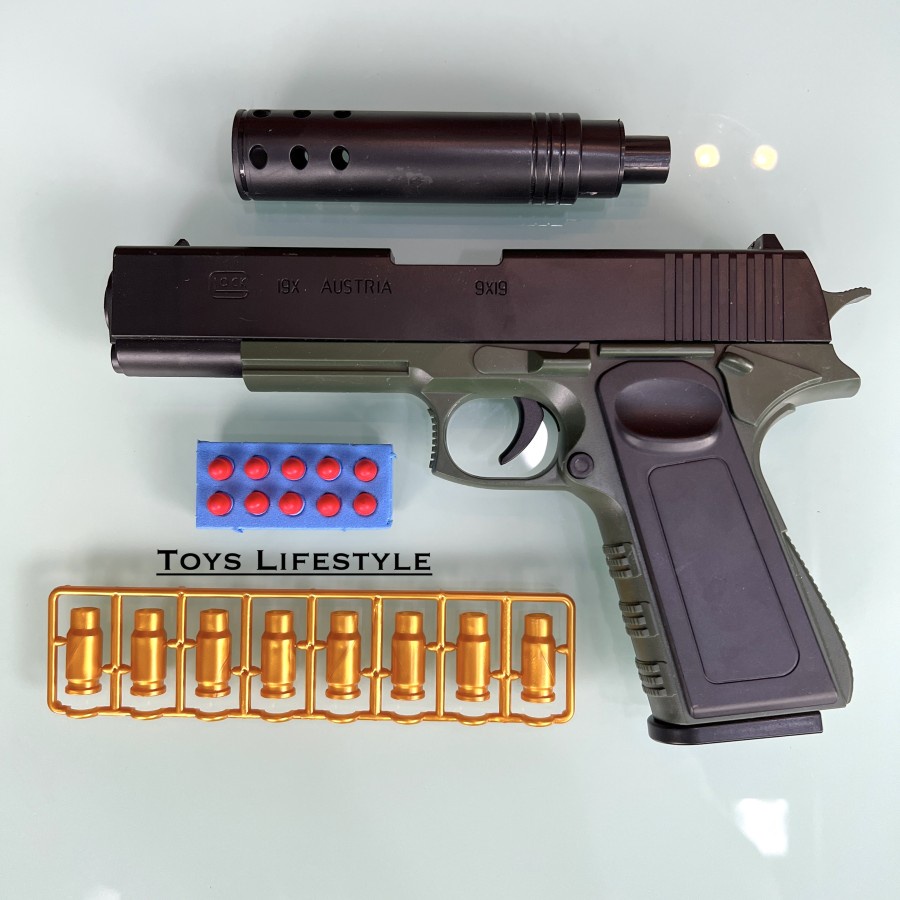 Mainan Tembakan Eva Soft Bullet Hand gun Handgun Shell Ejecting