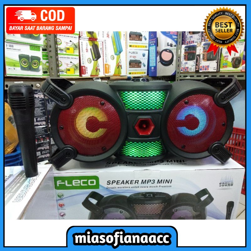 (COD) Speaker bluetooth FLECO F-4229 Free 1 Mic Duoble Karaoke