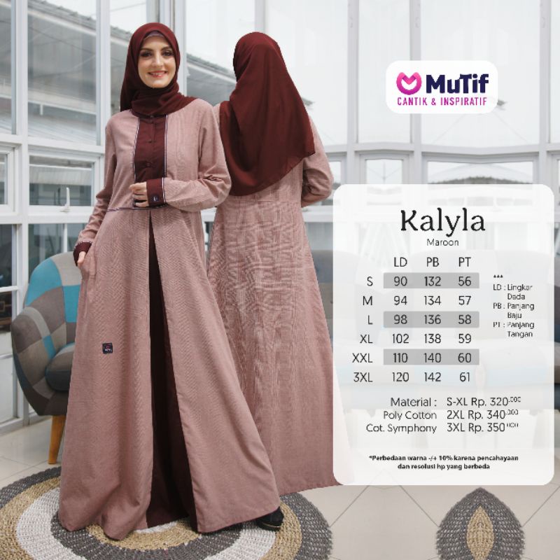 [READY] SARIMBIT MUTIF KALYLA MAROON MARUN GAMIS KALILA MARUN KOKO KHALIL