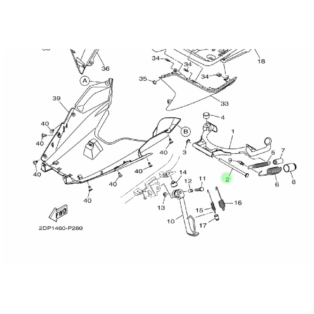 SHAFT MAIN STAND AS STANDAR 2 TENGAH NMAX N MAX LAMA OLD ORIGINAL YGP 2DP-F7112-00