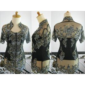 Kebaya Pesta Lengan Pendek kerah wisuda brokat tile payet model 2015
