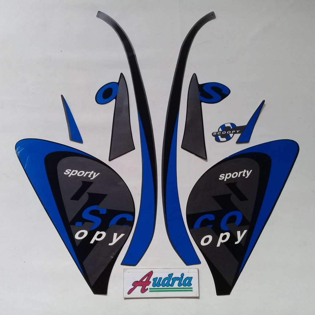 Sticker striping motor honda scoopy sporty 2021 full hitam-biru