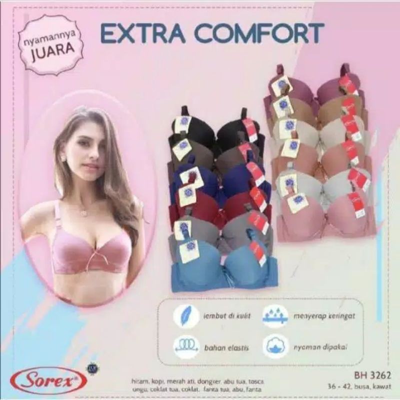 Bra EXTRA Comfort Sorex 3262 Busa Tipis kawat Cup Besar