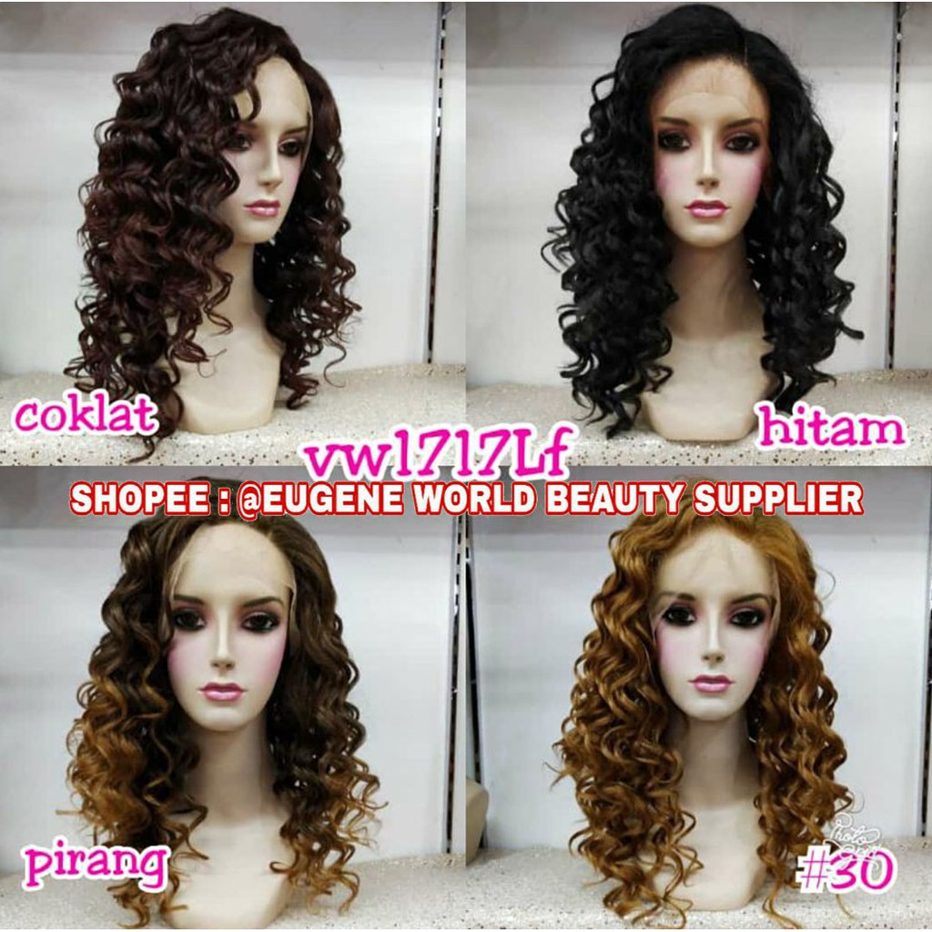 RAMBUT PALSU FRONT LACE WIG WANITA PENDEK CURLY KERITING WIG WANITA KOREA NATURAL RAMBUT ASLI 1717