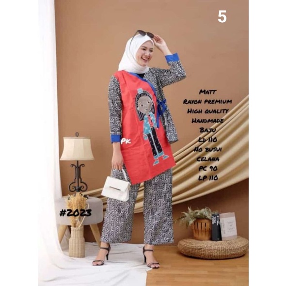 Baju casual wanita Setelan Rayon Motif Mbok Jamu