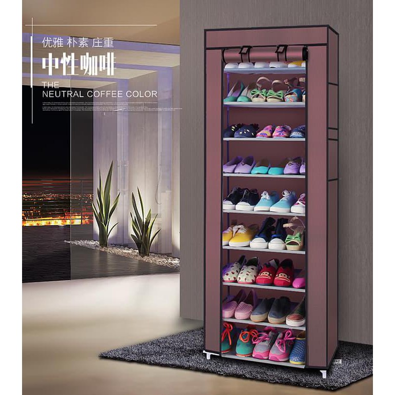 10 Layer Shoe Rack Shoes Organizer Rak Tempat Sepatu Sandal Biru Shopee Indonesia