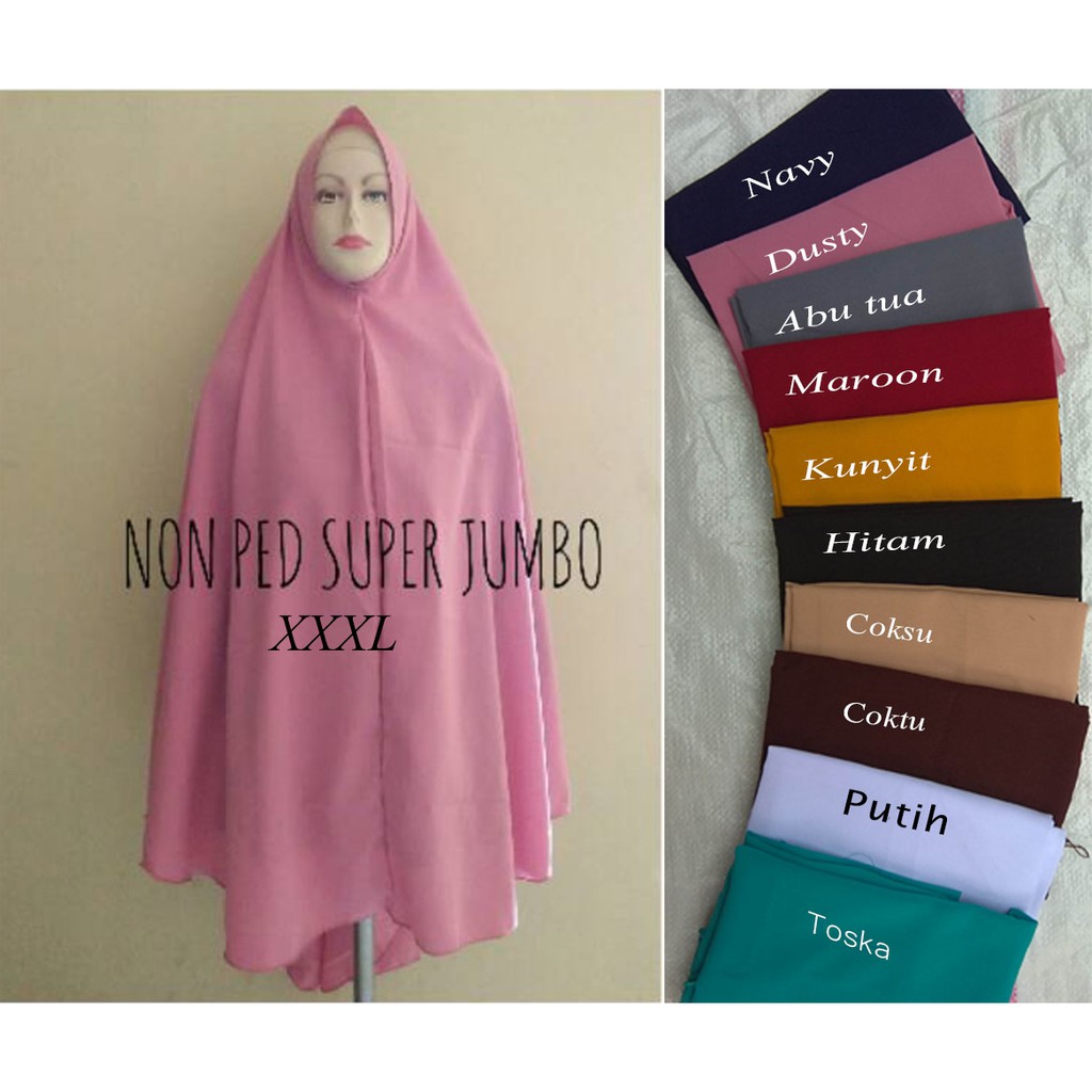 NON PET XXXL ROSELLY JUMBO SYARI BIG SUPER KHIMAR HIJAB JILBAB INSTANT KERUDUNG UMROH PENGUIN