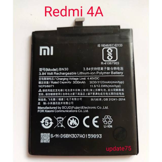 Baterai Xiaomi Redmi 4A  BN30 Original