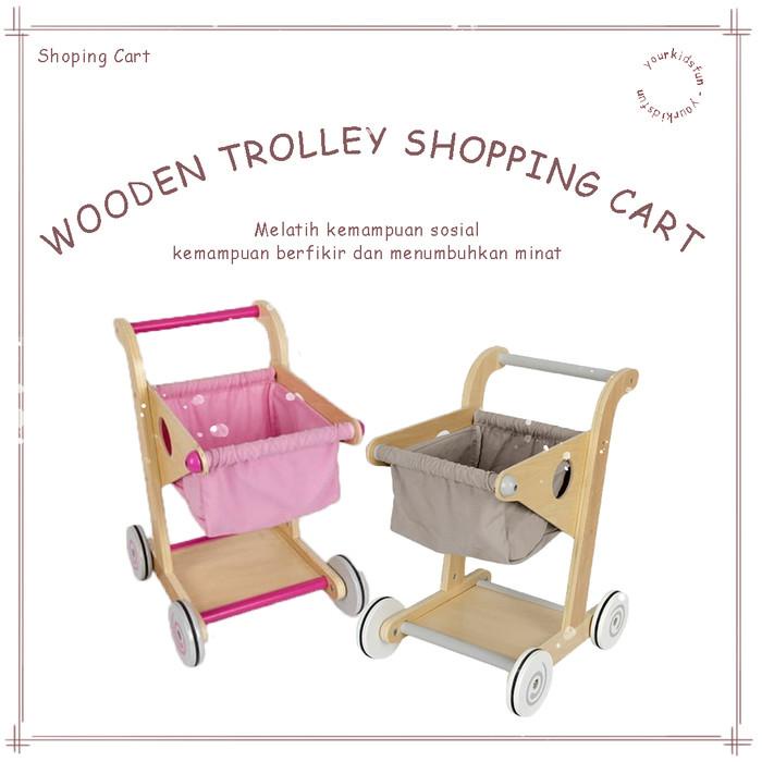 Wooden Toy Trolley - Mainan Anak - Pretend Play Mainan Trolley Anak