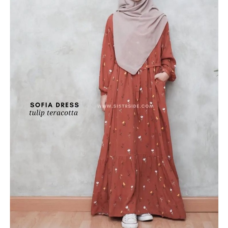 Sofia Dress Tulip Teracotta Size L Sistrside