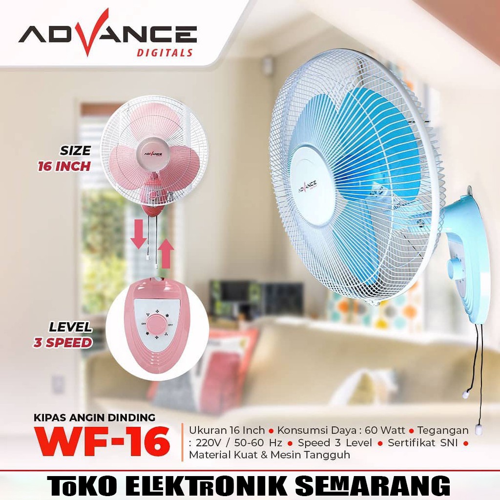 ADVANCE KIPAS ANGIN DINDING WF 16 WALL FAN/NIKO WALLFAN NKW 16L