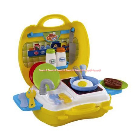 Play Go My Carry Along Kitchen Portable Tas Mainan Anak Isi Set Mainan Masakan 22pcs