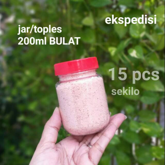 [15 pcs] jar plastik 200ml BULAT toples sambel kemasan snack ekspedisi peking dus