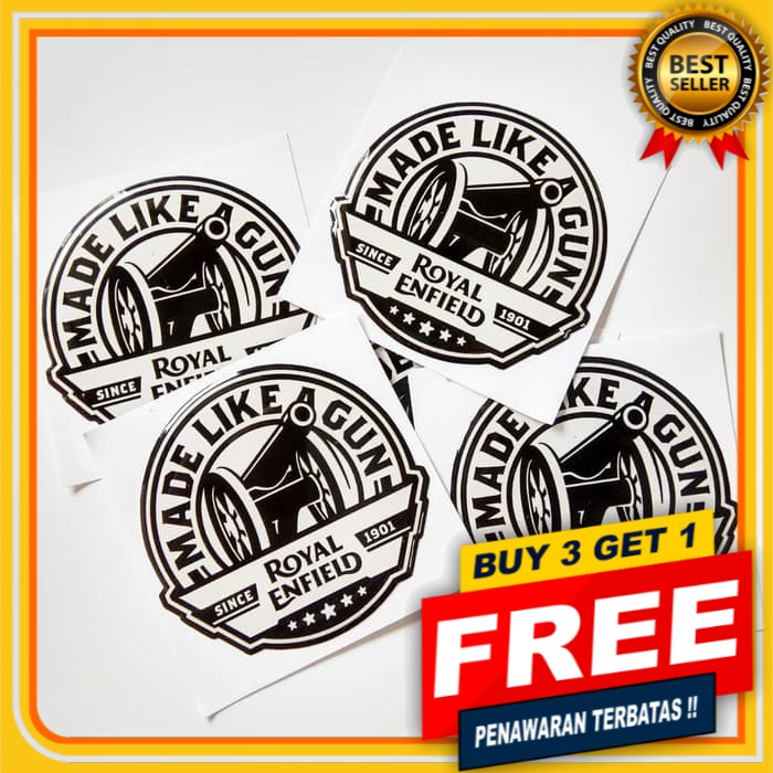 [BISA COD] EMBLEM ROYAL ENFIELD MADE LIKE GUN STIKER RESIN TIMBUL LENTUR MOTOR STICKER HELM AKSESORI