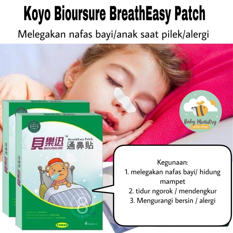 BIOURSURE BREATHEASY PATCH / KOYO HIDUNG MAMPET / KOYO PILEK / KOYO FLU / batuk pilek / santecare / hidung tersumbat / essential oil