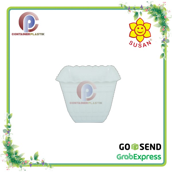 Pot Bunga Segi - Pot Plastik - Pot Murah - Pot Bunga Putih- Pot Bunga Segi Cantik - SUSAN