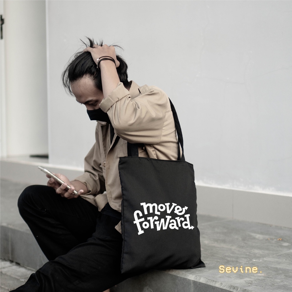 Sevine Totebag Tas Wanita Tote bag Resleting Girl Quotes Black Series Hitam - TQ9