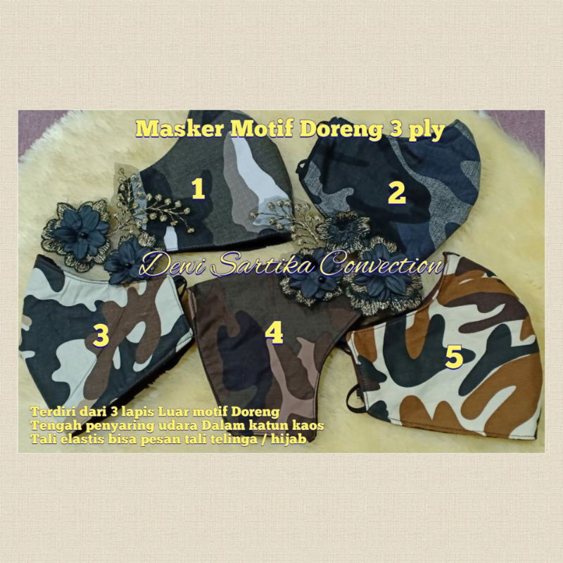 masker motif doreng 3 ply