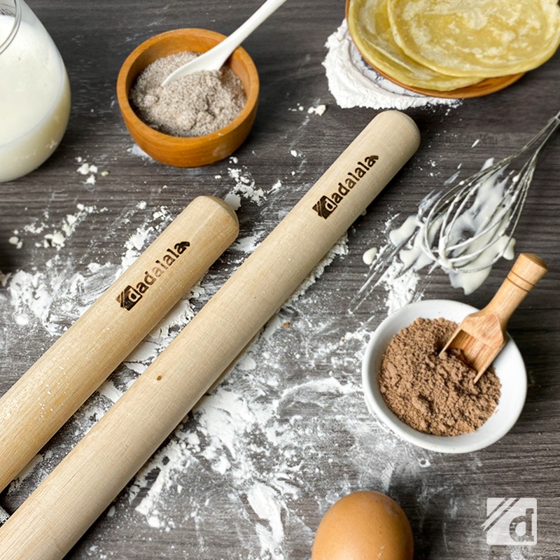 DADALALA Rolling Pin Kayu (Adonan Kue) Model Stick Ukuran 35 Cm Bahan Kayu Mahoni