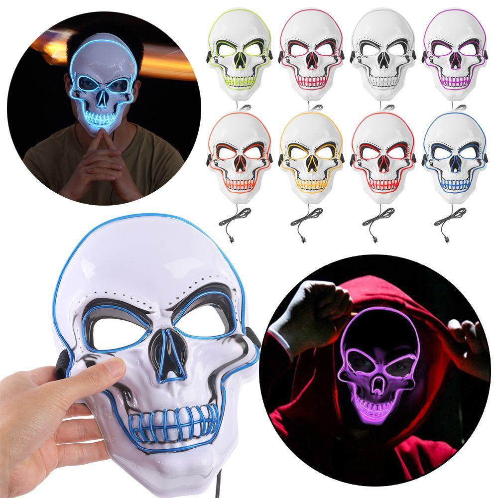 Solighter Bercahaya Mengerikan Halloween Kostum Pesta Dekorasi Wajah LED