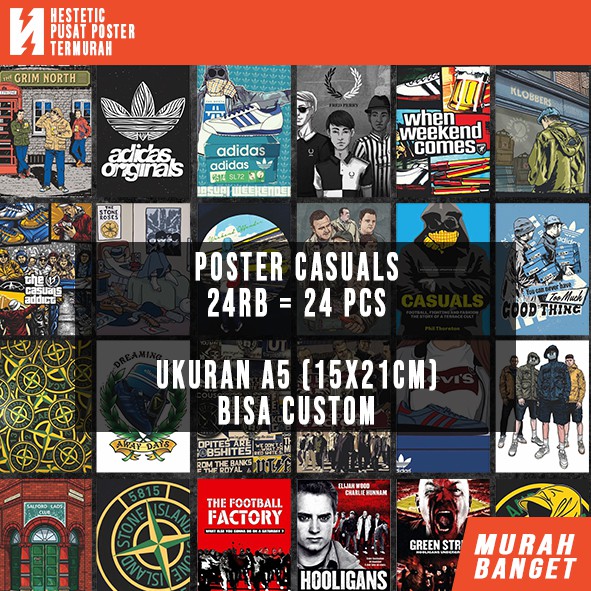 Poster Casual | Poster Casual Football | Poster Dinding | Isi 24 Pcs