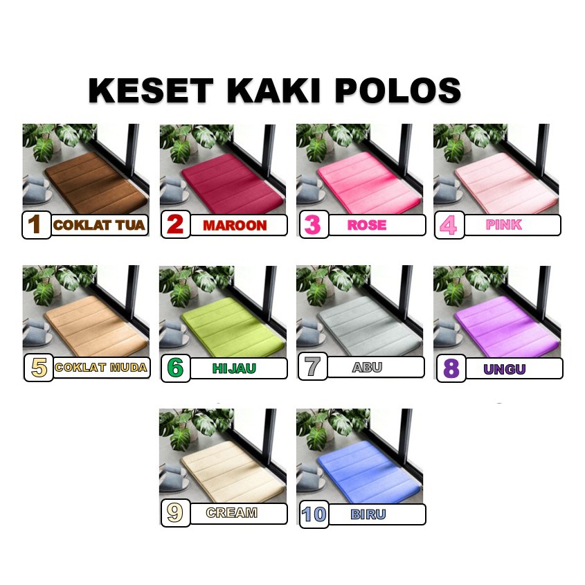 COD - H627 Keset kaki Anti Slip Bahan Memory Foam Menyerap (40×60cm) / Keset Kamar Mandi-Keset Polos