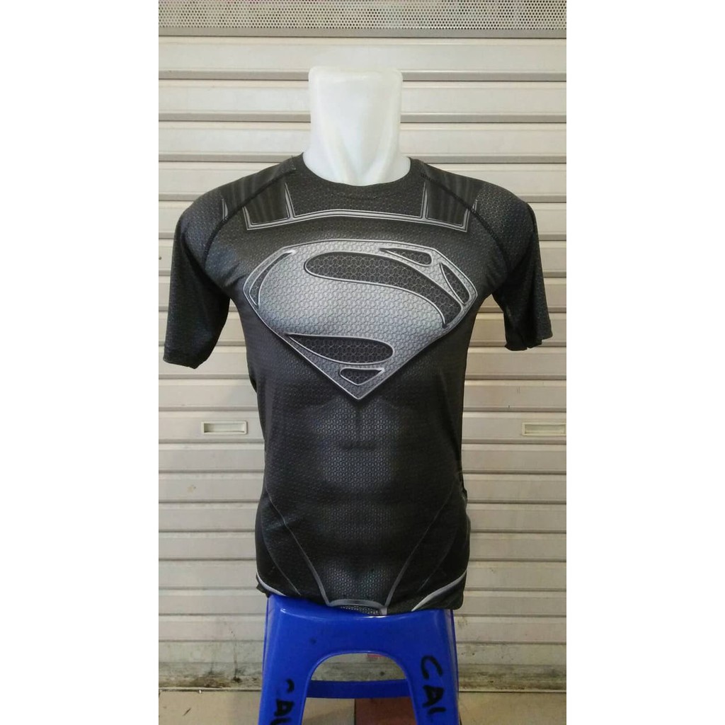 Pakaian kaos gaul  KAOS BAJU SUPERMAN GYM FITNESS FITNES UNDERARMOUR SUPERHERO BASELAYER ash shop