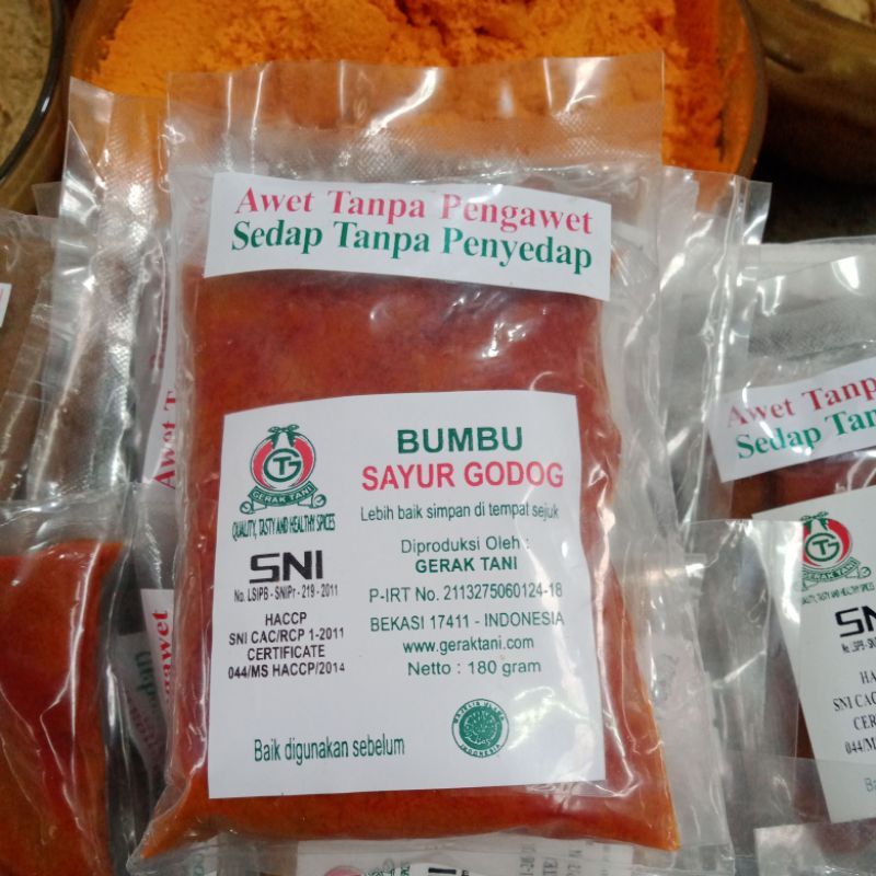 

Bumbu Sayur Godog merk Gerak Tani ukuran 180gr untuk 1 kg sayuran