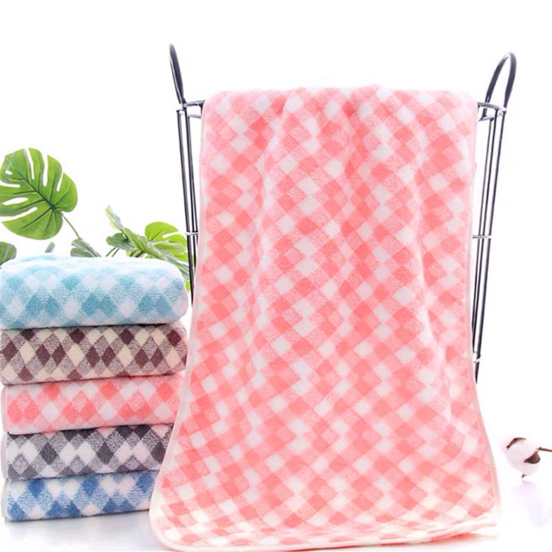 Handuk Mandi Dewasa Uk 140 X 70 CM QUICK DRY MICROFIBER BULU LEMBUT SERAP AIR PREMIUM PLAID TOWEL MOTIF KOTAK Unisex