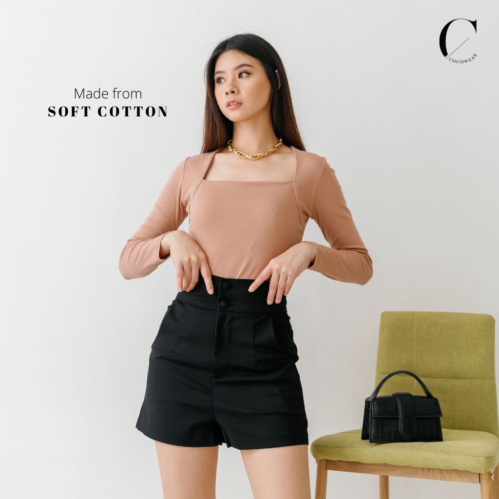 BORA TOP - KAOS SQUARE NECK LENGAN PANJANG WANITA PREMIUM